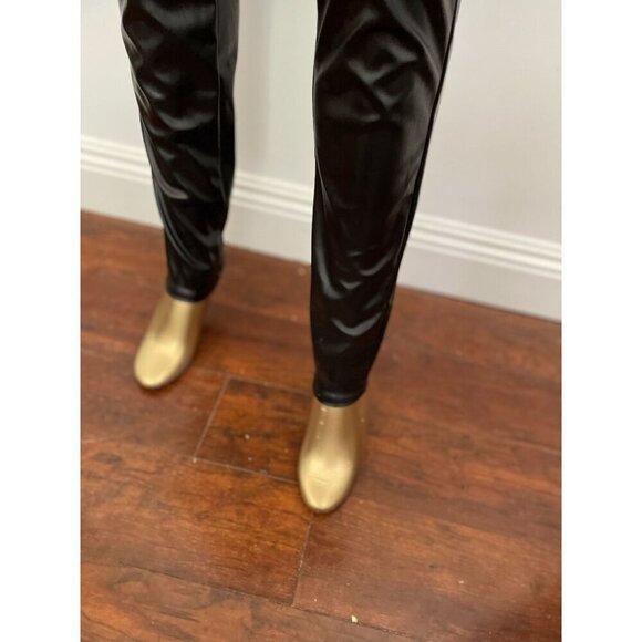 Cherie Los Angeles Black Faux Leather Catsuit Front Zipper & Spaghetti Strap - Picture 4 of 7